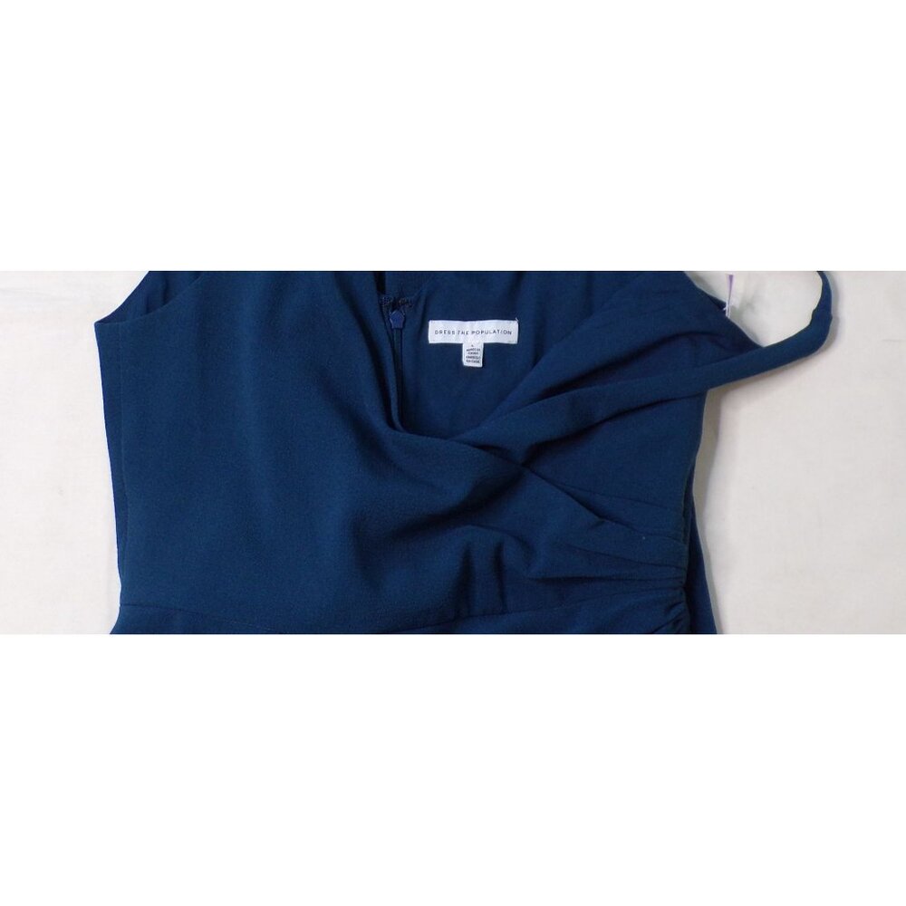 🆕 DRESS THE POPULATION Sam Ruched Jumpsuit Peacock Blue Large 10-12 - Picture 7 of 12